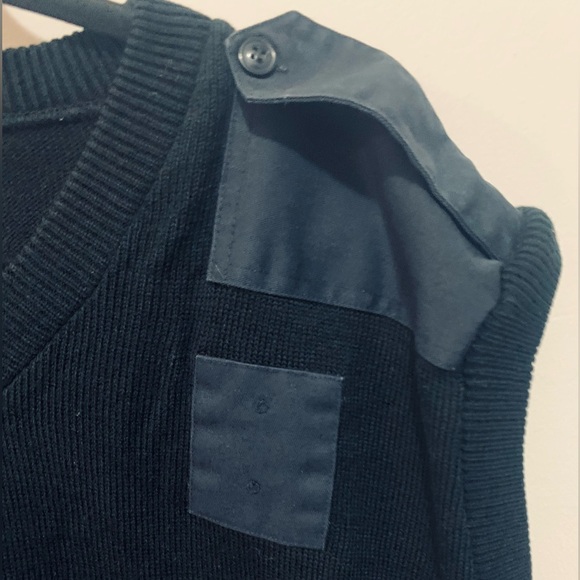 The Force Navy Blue V-neck knitted Sweater shoulder chest patches  XL - Picture 2 of 4